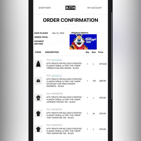 KITH Treats Kelloggs Tony The Tiger Japanese Vintage Tee • Black • 2025 - Picture 6 of 6